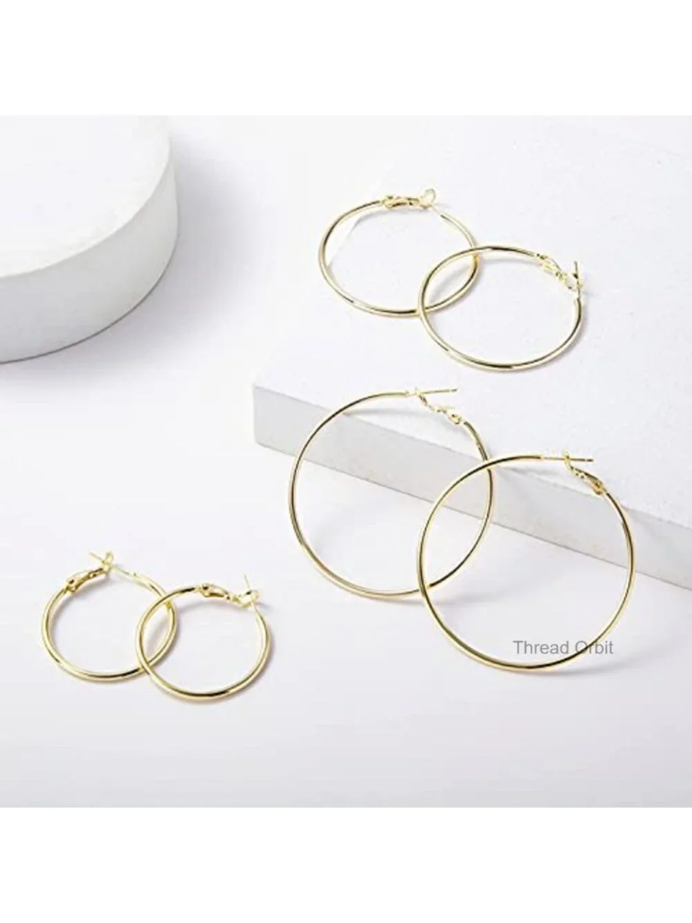Thin Hoop Earrings Set, 3 Pairs, 925 Sterling Silver Post, Hypoallergenic